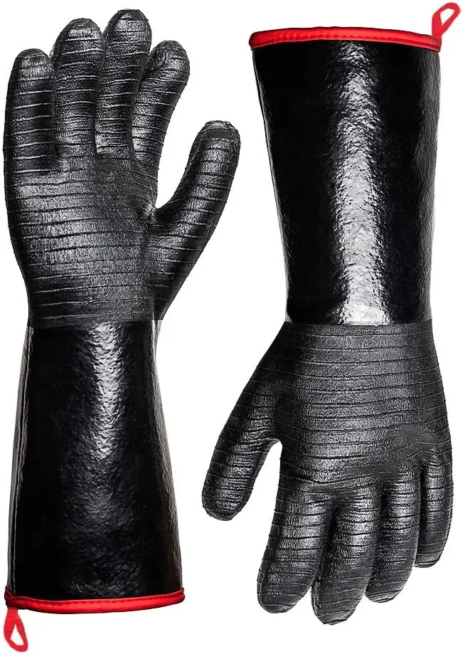 Extreme Heat Resistant Gloves for Grill BBQ, Waterproof Long Sleeve with Neoprene Coating, 14-Inch