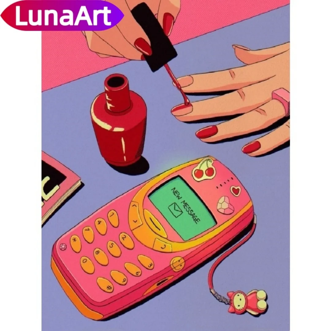 LunaArt-pintura en lienzo de esmalte de uñas femenino, carteles e impresiones, pinturas de pared, decoración para sala de estar, color rosa Retro