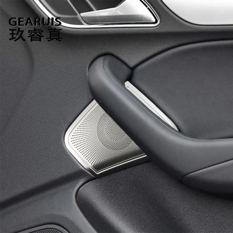 For Audi Q3 2013-2018 Car Door Armrest Handle Cover Loudspeaker Panel Stereo Audio Speaker panel Stickers Interior Accessories