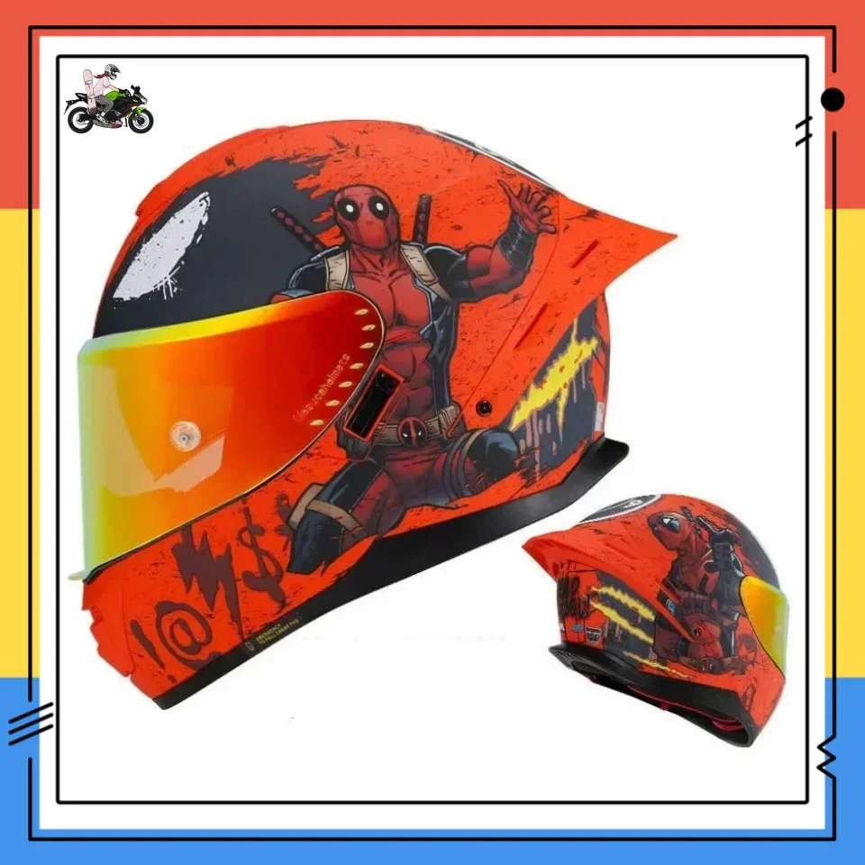 

Motorcycle Helmet Full Face Double Lens Helmet Color Lens Cascos Para Moto Racing Off-road Capacete Helmet Individual tail