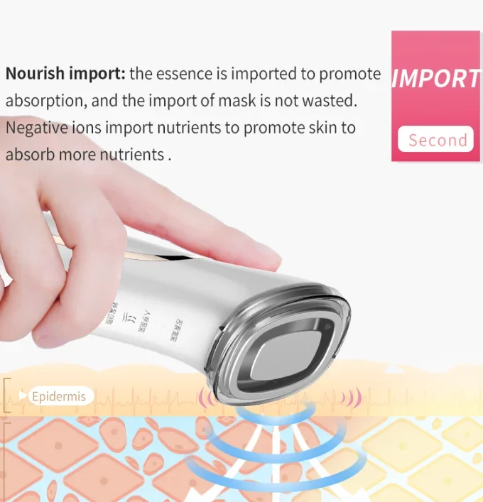 Appareil de lifting du visage et de nettoyage de beauté, appareil de massage par vibration multifonctionnel, alimentation par lumière colorée, exportation et importation de la peau