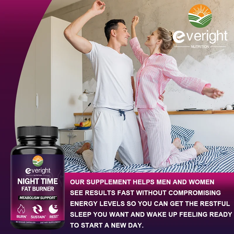 Night Time Fat Burner - Helps with metabolism, sleep quality, weight management and appetite control for Men and Women