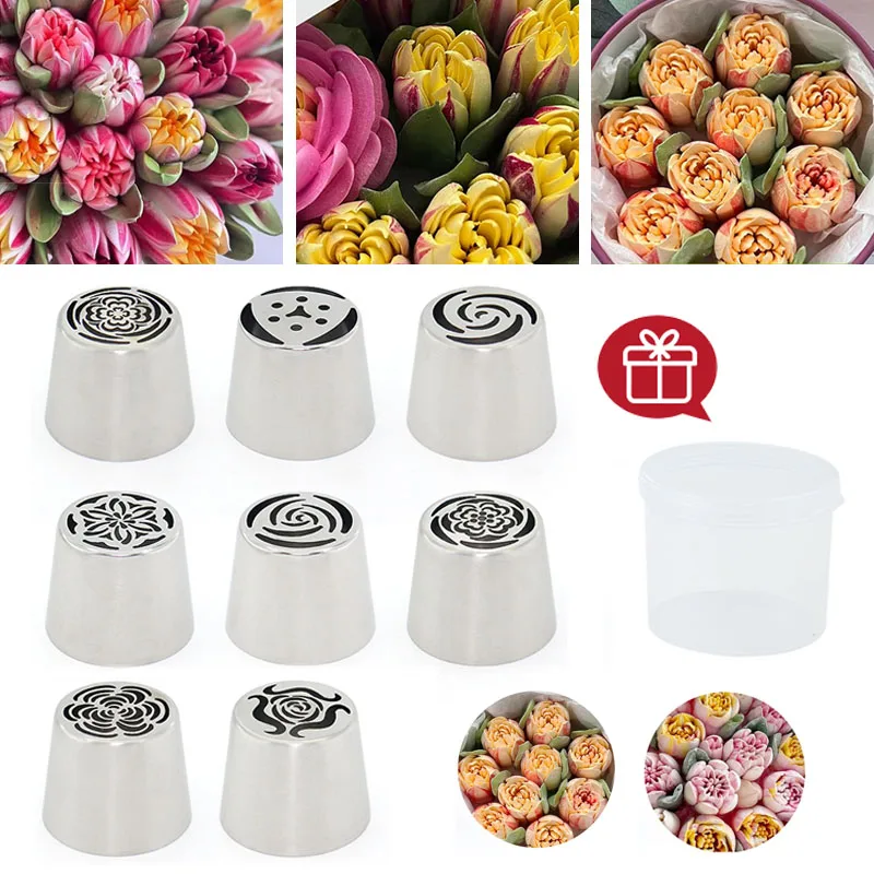 Boquilla de flor 3D gigante con punta de tubería rusa extra grande para diseños dramáticos de pasteles, crea flores masivas de crema de mantequilla en 1 para apretar