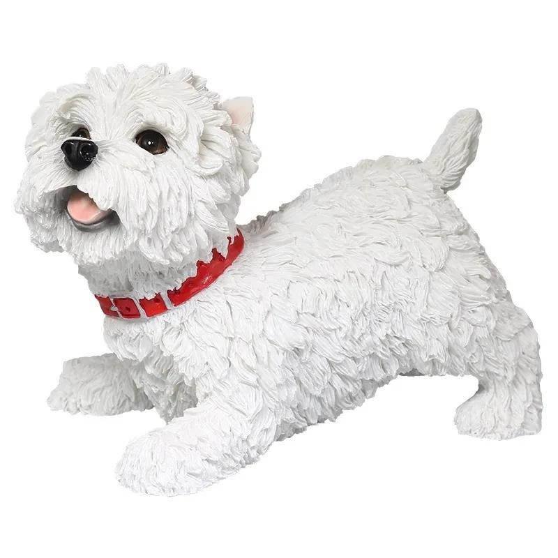 

West Highland Simulation Dog Model Cute Car Ornament Resin Crafts
