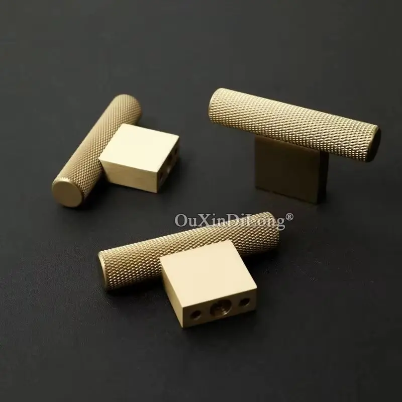 10PCS Solid Brass Knurled T-Bar Furniture Pulls Handles Drawer Knobs Cupboard Wardrobe Closet Dresser Shoe Cabinet Pulls Handles