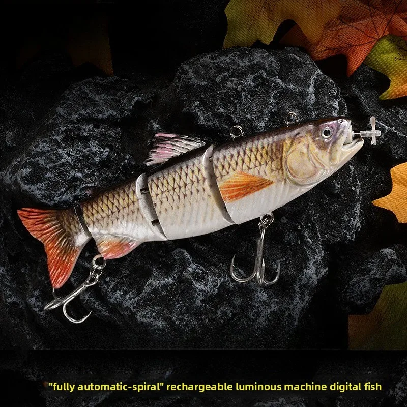 

Electric Multi segment Fish Lure, Electronic Fish Lure with Rechargeable LED Light, Swimming Propeller Motor Lure