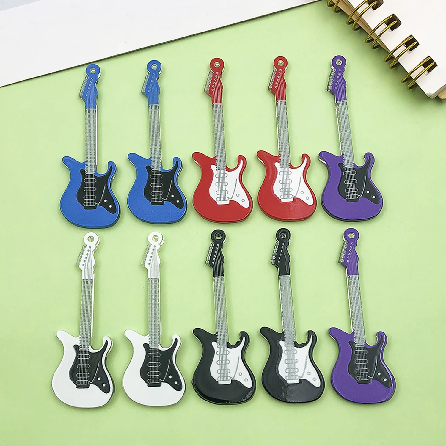 10pcs Gothic Guitar Charms Acrylic Musical Instrument Pendants for DIY Bracelet Necklace Earrings Jewelry Making Accessories