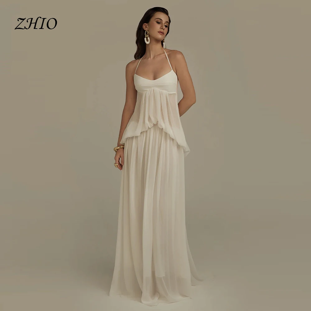 

ZHIO lvory Chiffon Wedding Dress Strapless A-line Bridal Gowns Women's Maxi Classic Scarf Bridal Gowns Customized vestidos de