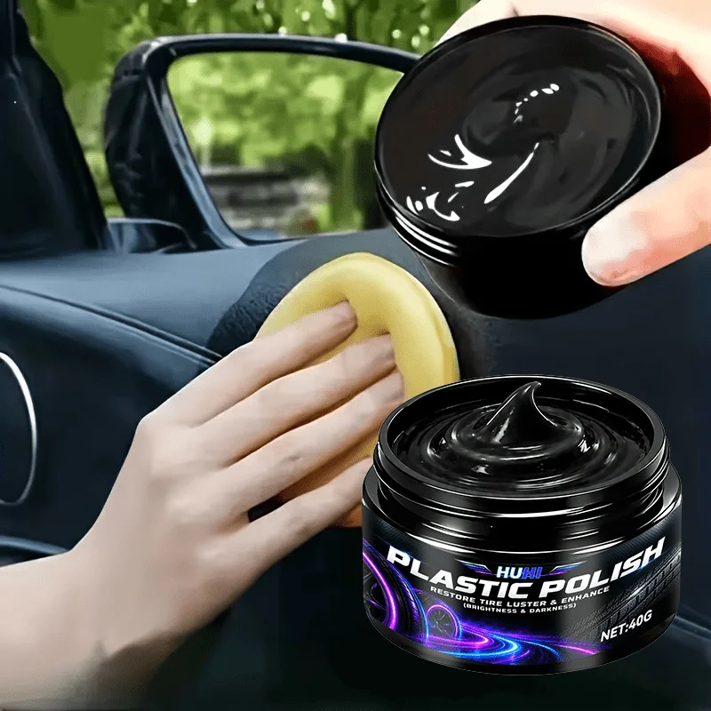 Universal Car Plastic Restorer — Rubber, tire black shine & leather cream; fixes fading & oxidation; for trim, bumpers, mirrors.