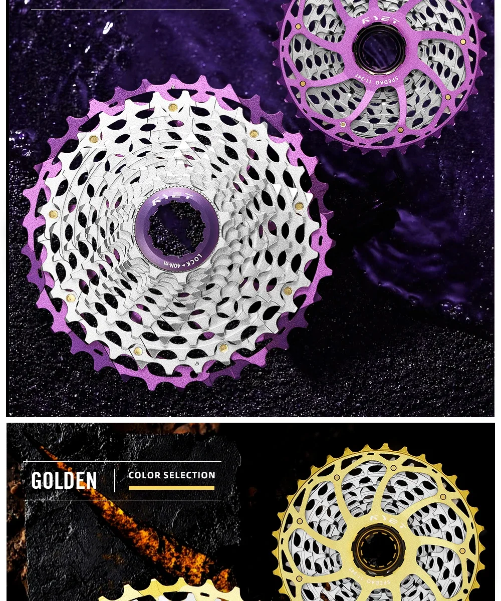RYET Ultraleichte 230g 11-34T 12S CNC Alu/Stahl Kassette HG für Shimano Rennrad Gravel K7 Eloxierte Farbe 12-Gang Fahrradfreilauf – Detail 11
