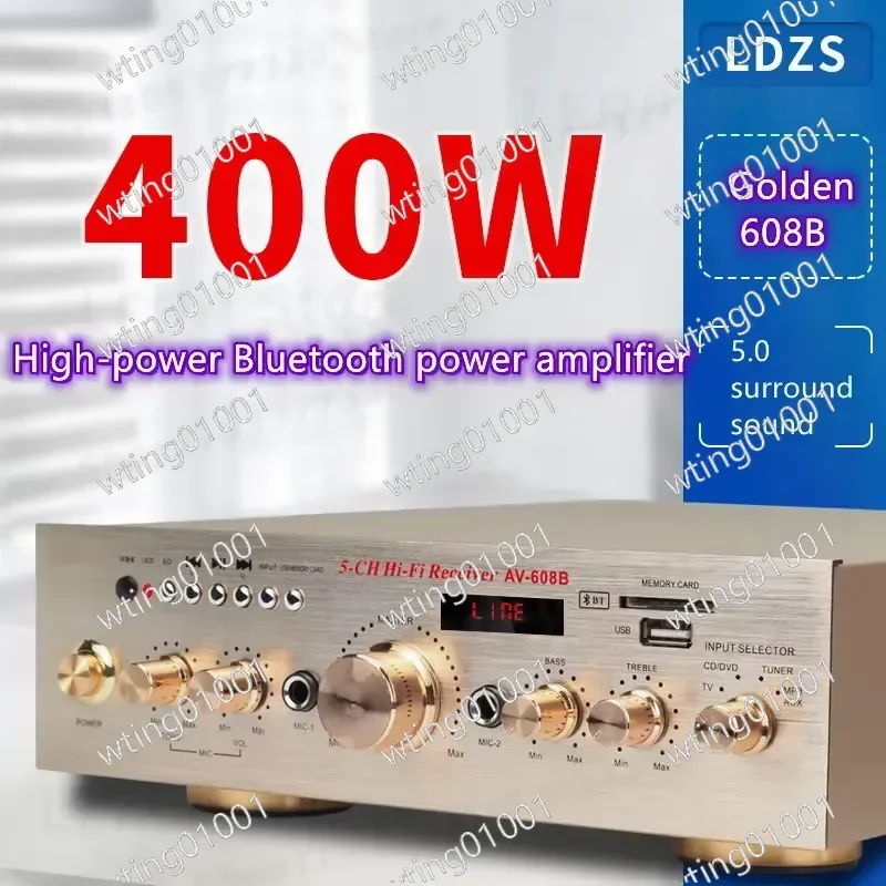 for High Power 5.0 Channel HIFI Amplifier with Subwoofer Support Professional Home Bluetooth Audio System for Karaoke