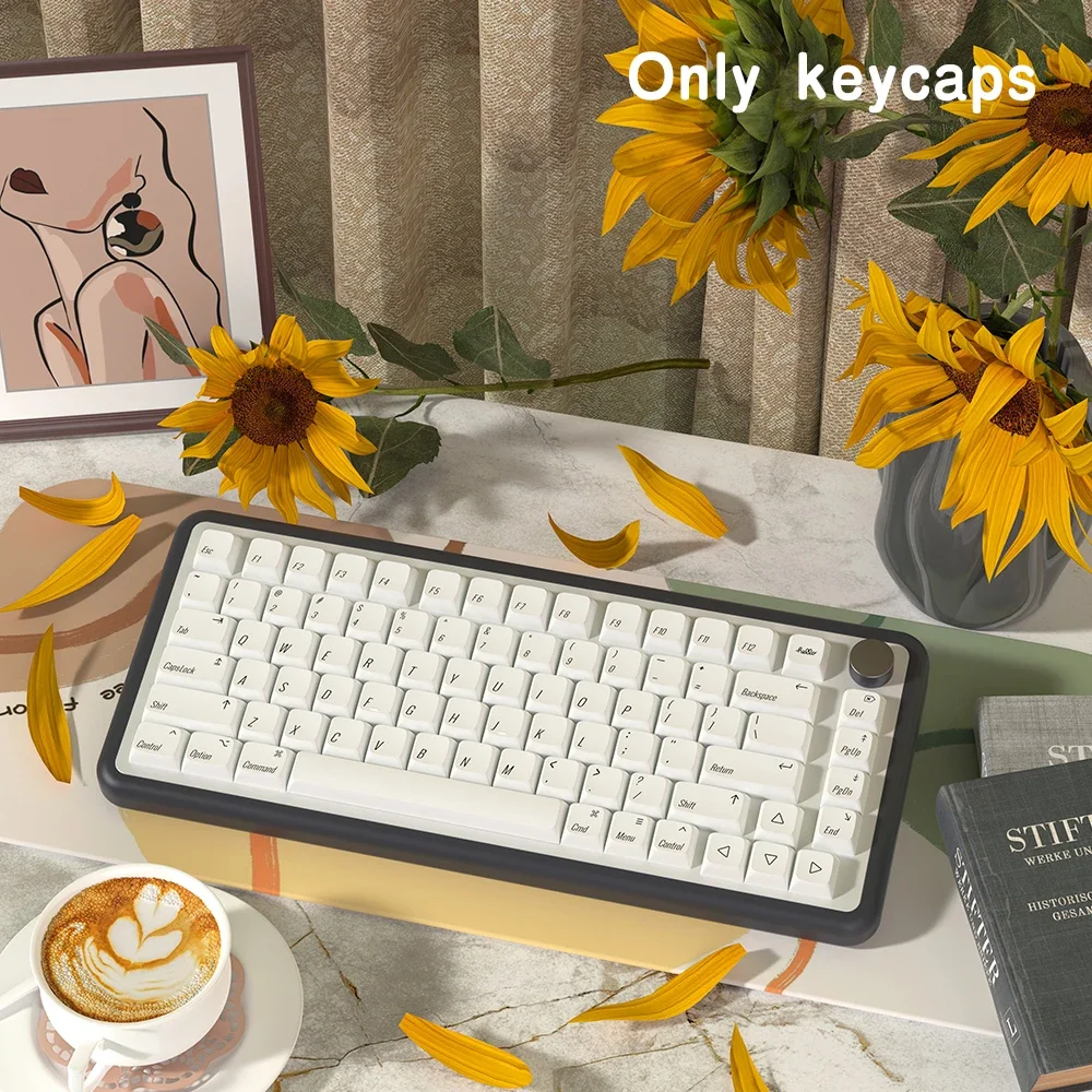 Imagem -02 - Teclado Mecânico Keycaps Perfil Xda Pbt Keycaps Espanhol Francês Alemão Português Reino Unido Eua Iso Minimalista Tema Branco Perfil Mac