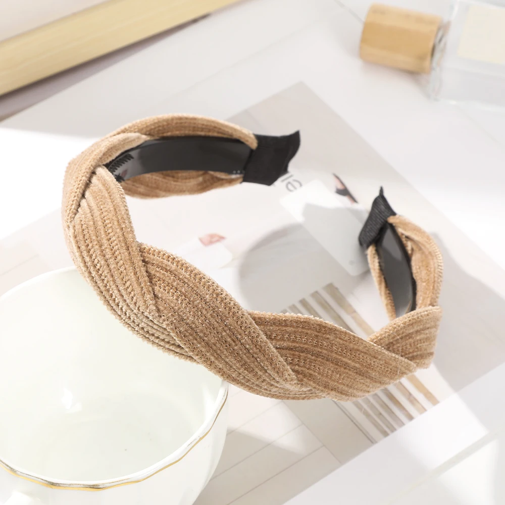 Brown Twist Cross Hair Bands Hair Hoop Girls Stripe Winter Bezel Headbands For Women Fashion Hair Accessories Korean Headwear