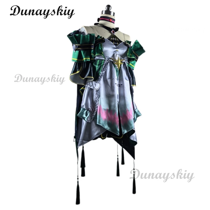 شيا كونغ تأثيري لعبة Wuthering موجات زي شعر مستعار فستان الزي حفلة الهالوين النساء فتاة أقراط الدعائم إكسسوارات الشعر