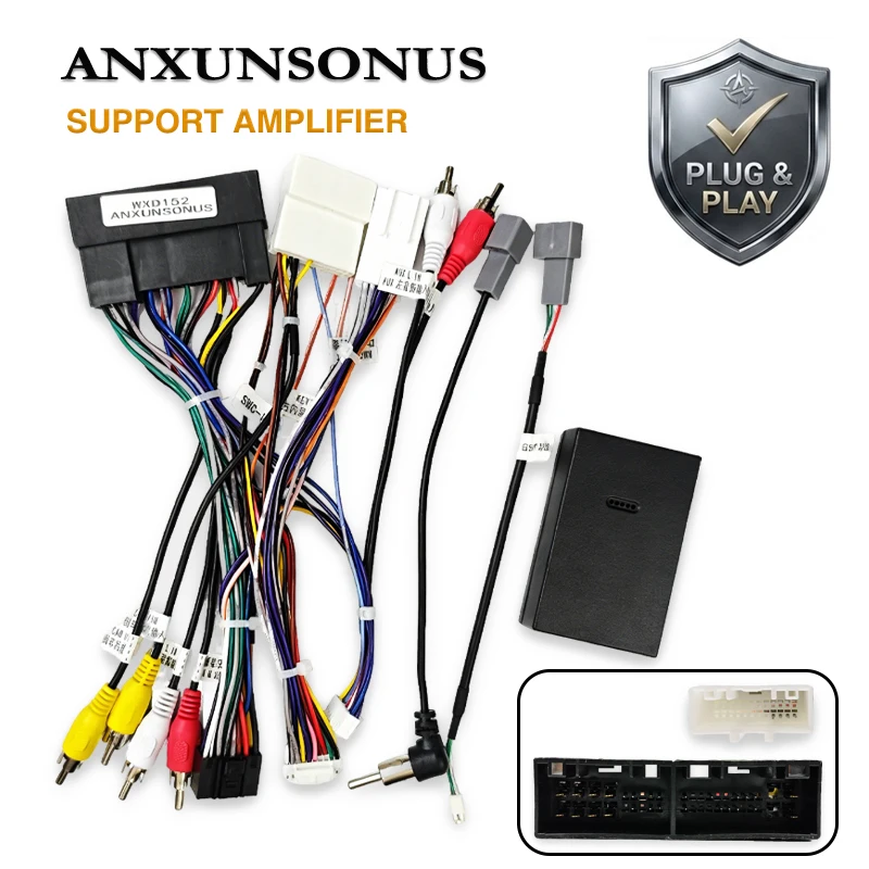 Harness Adapter CAN Bus Decoder, Amp/SWC Retention, for Kia Sportage Rio Hyundai Tucson Elantra, 24/18/24Pin, P&P 16Pin Android