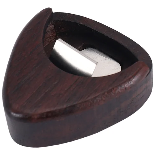 Caja de púas de guitarra portátil de madera de rosa, almacenamiento de púas de guitarra, Accesorios para instrumentos musicales para instrumentos de cuerda-AA85