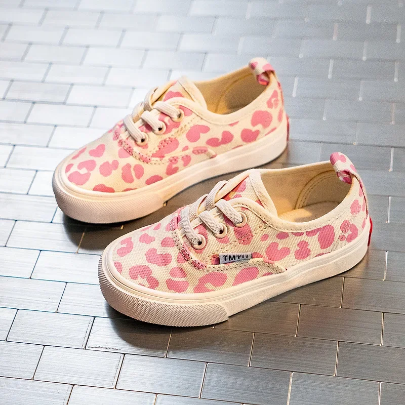 Girls Fashion breathable Canvas Shoes Leopard Print Pink Summer New comfort Children's Casual Shoes Net Red Tide Children Shoes