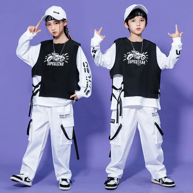 

Children's Hip-Hop Trendy Brand Outfit Girls' Jazz Dance Costume Boys' Street Dance Trendy Clothing Kids' Drum Performance Costu