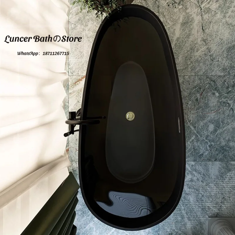 Small Space Acrylic Bathtub, Freestanding Shower Bath Combo for Home, Hotel, Matte Finish Soaking Tub, Artificial Stone