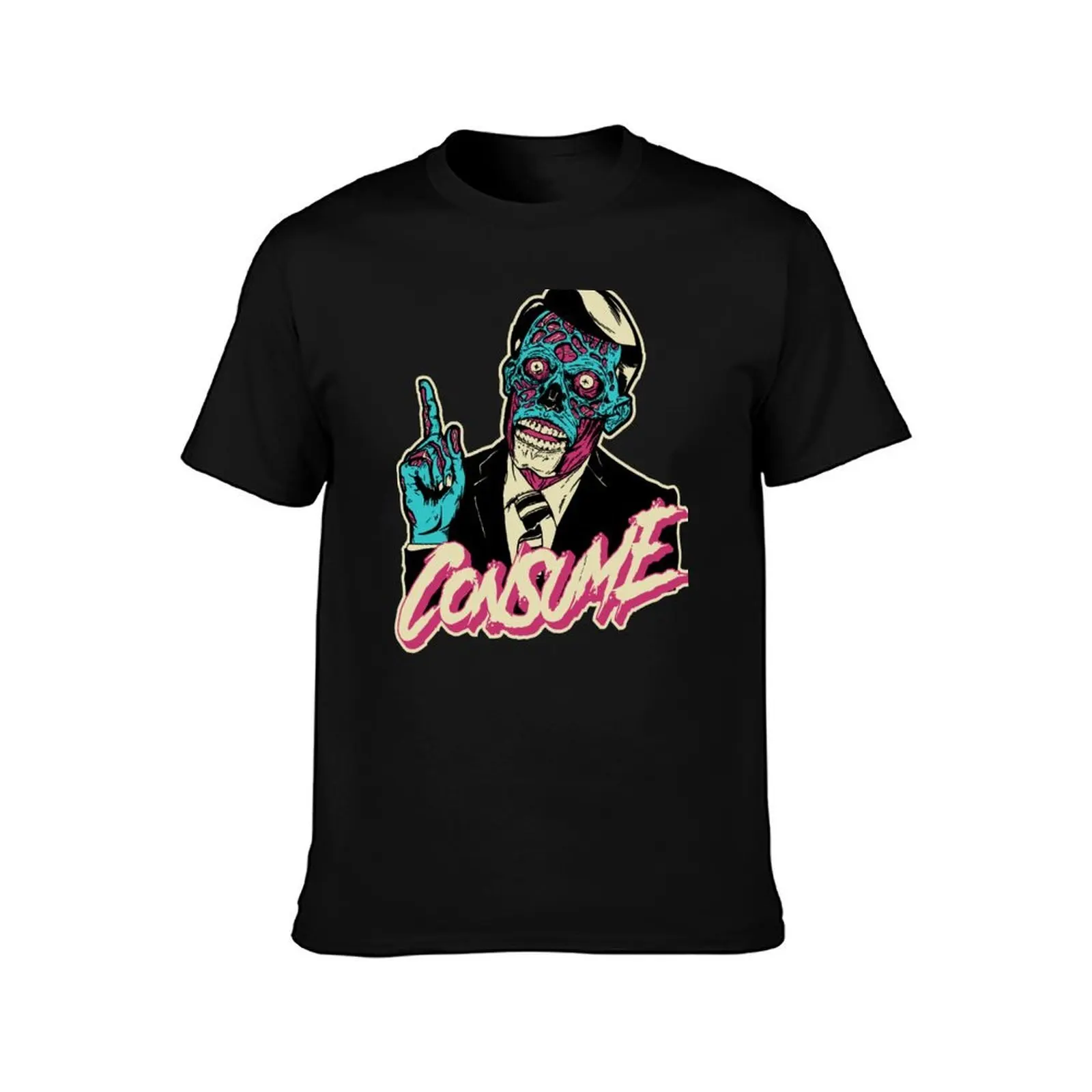 Consume T-Shirt, Summer Casual Cotton Tee, Oversized Streetwear Tops, Vintage Graphic Print, Loose Fit Short Sleeve, 100% Cotton