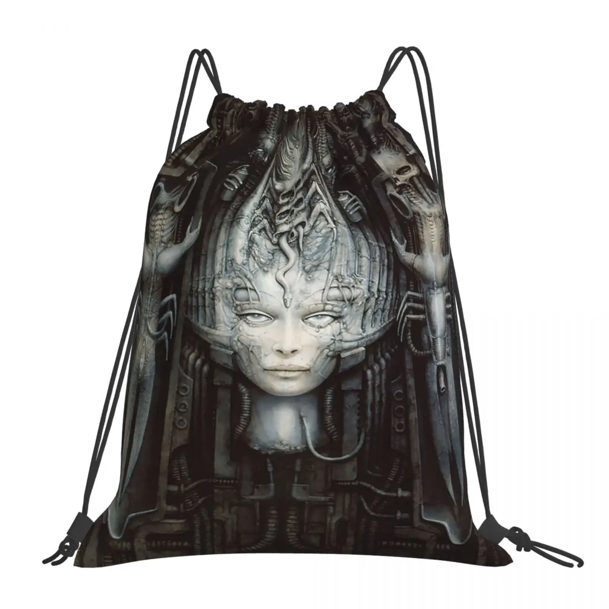 

Модные Портативные Сумки на шнурке Hr Giger-Li-рюкзаки с изображением живописи, спортивная сумка с карманом на шнурке, сумка для книг для путешествий и школы