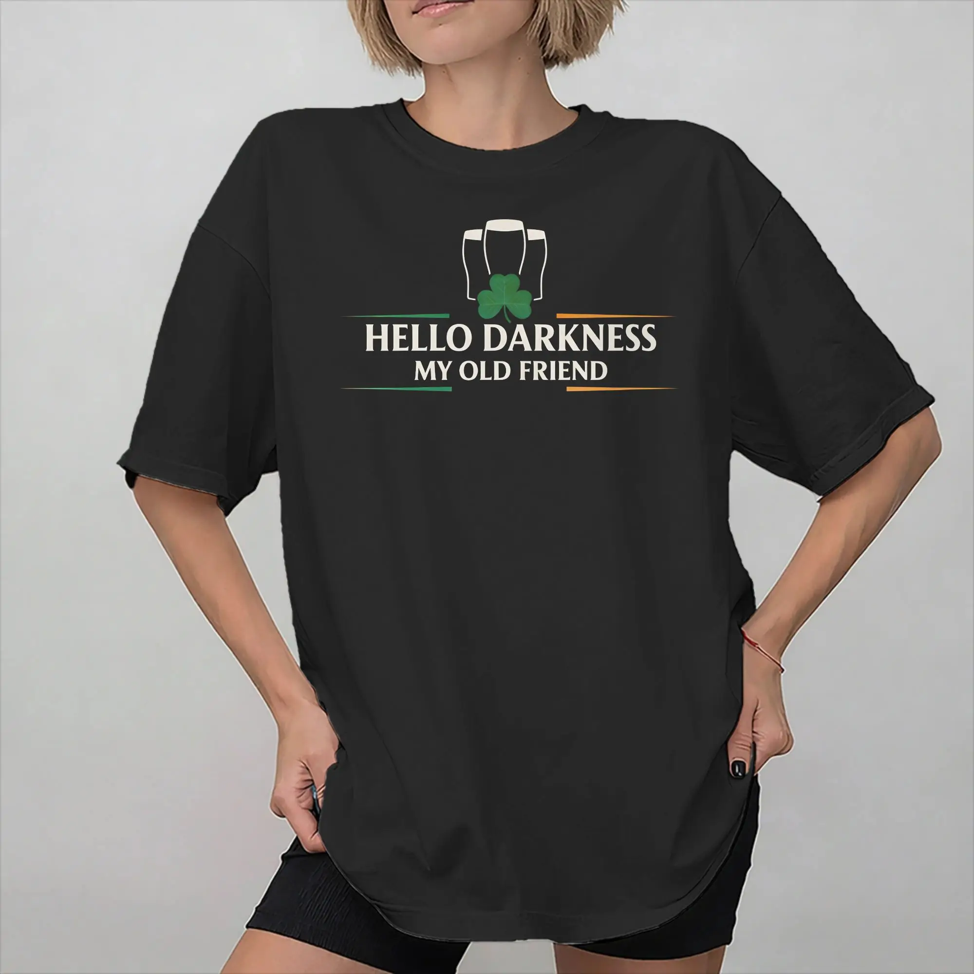 Hello Darkness My Old Friend Stout Dark Irish Beer  Merch Unisex T Shirts Pure Cotton Tee New Arrival  T-shirt Clothes