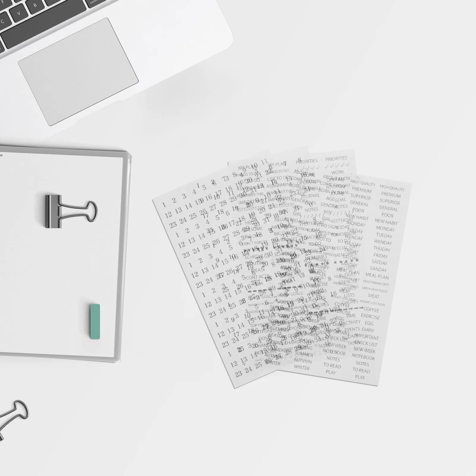 

4 Sheets Delicate Color Planner Stickers Safe Gentle PVC Journal Stickers Scrapbook Decorative DIY Supplies Self Adhesive