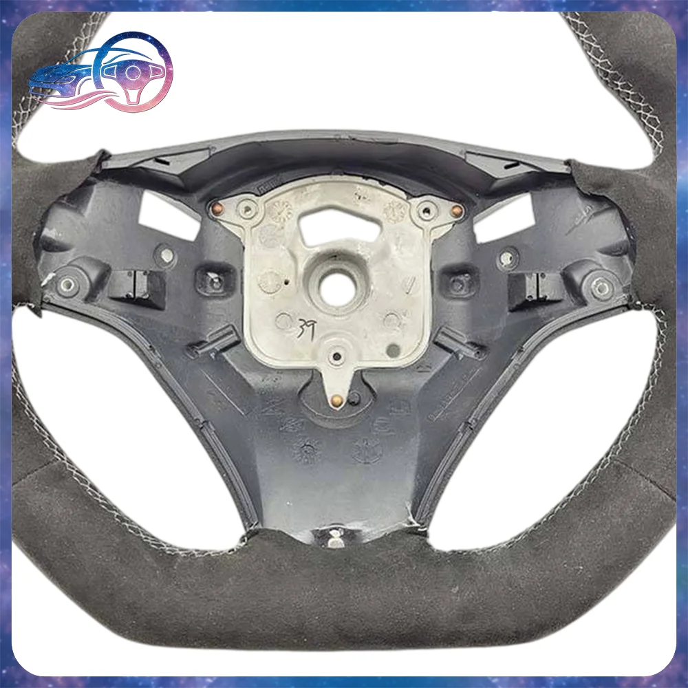 

For BMW E90 Full Leather Steering Wheel with White Cutout Center Mark For BMW E90