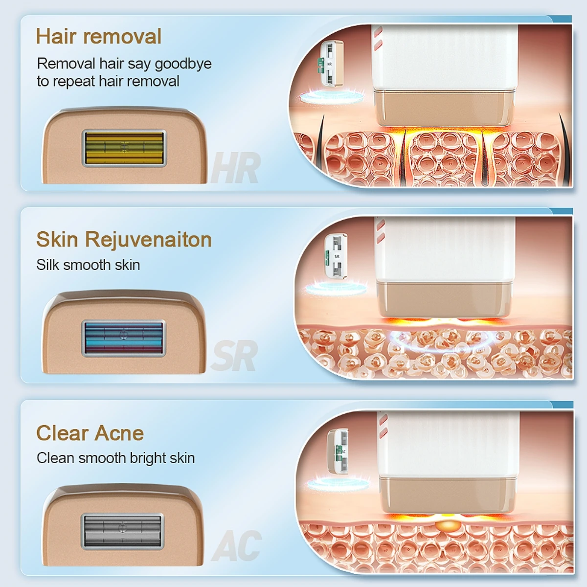 Kinseibeauty Laser Hair Removal IPL Hair Removal ICE Cold Epilator 500000 Flashes 3IN1 Epilator Body Depilador a laser image 4