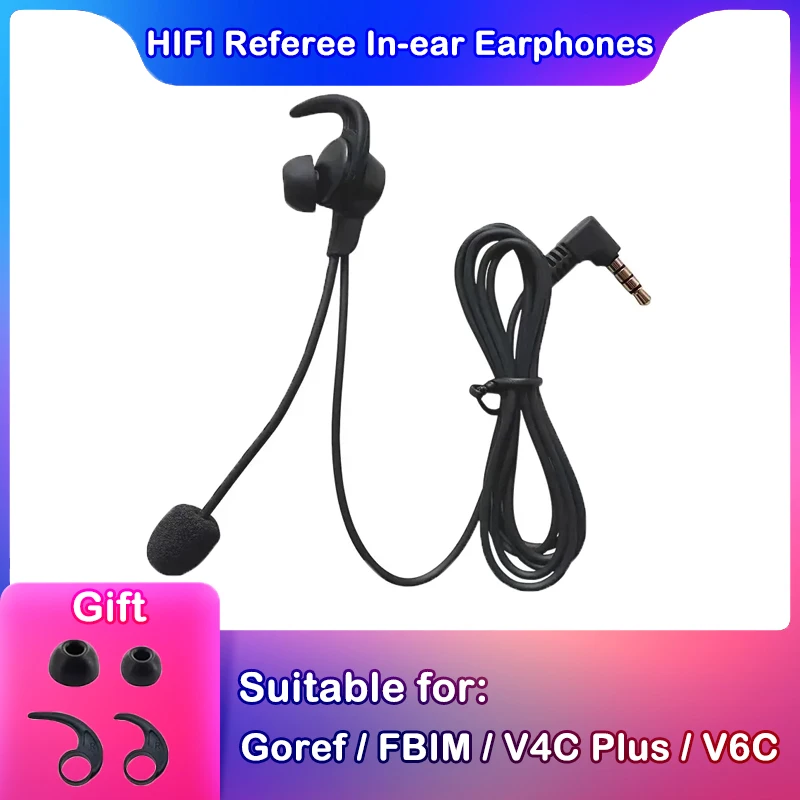 HIFI Referee In-ear Earphones Suitable For Goref FBIM V4C Plus V6C Full Duplex Football Soccer Referee Intercom Headphones