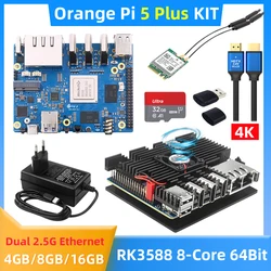 Orange Pi 5 Plus RK3588 8-rdzeniowy 64-bitowy 4/8/16/32 GB RAM Aluminiowa obudowa Moduł WiFi BT 256 GB Zasilacz EMMC dla OPI 5 Plus