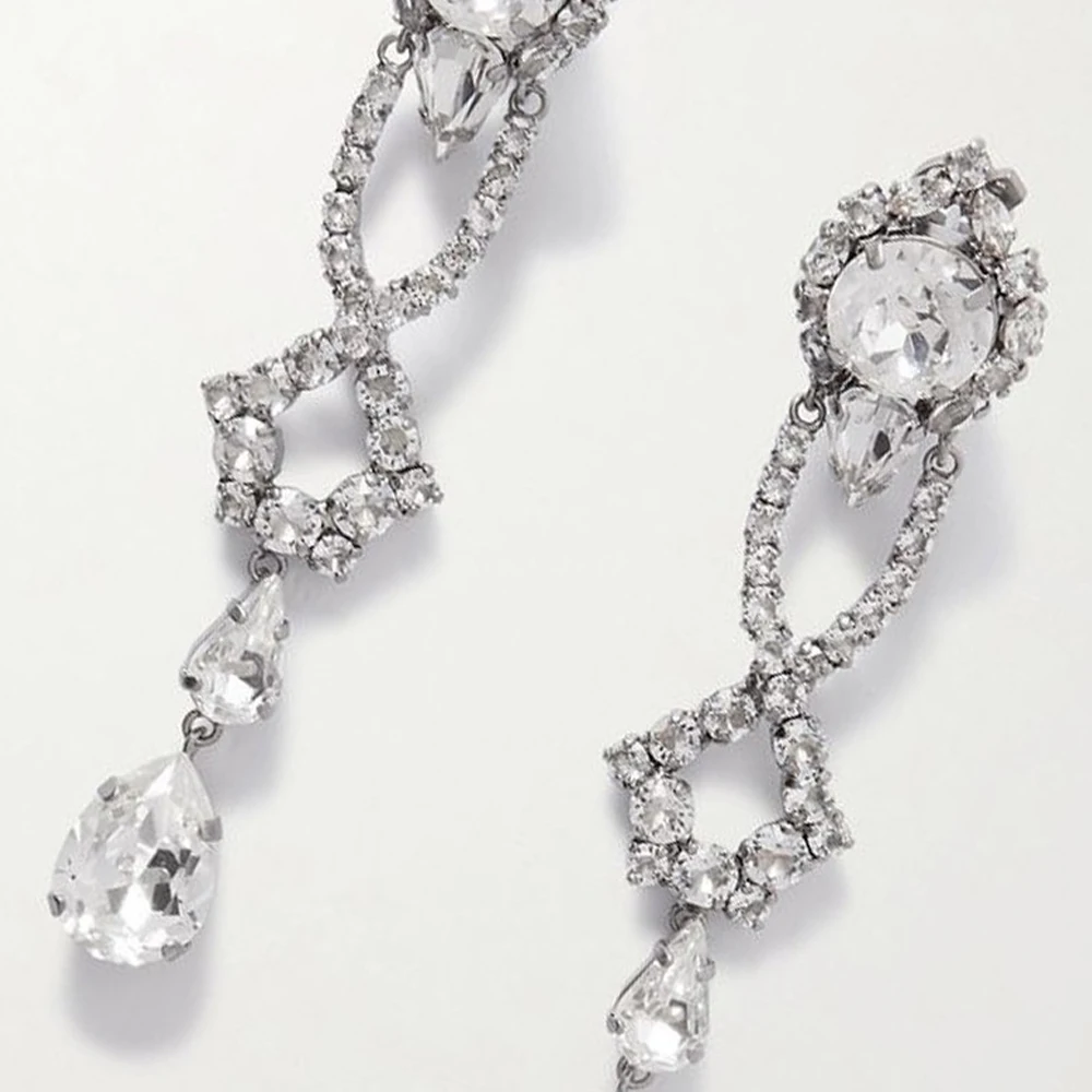 البوهيمي هندسية شرابة الأذن أقراط مشبكية اكسسوارات الزفاف 2026 بيان حجر الراين استرخى أقراط لا ثقب المجوهرات #3