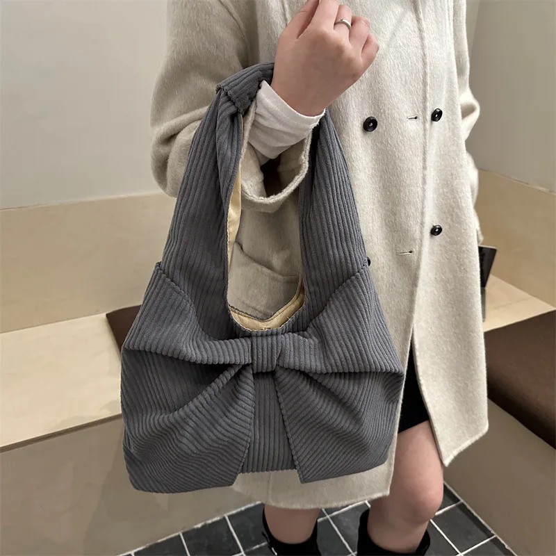 حقيبة كتف على شكل فيونكة لعام 2025، محفظة بمقبض علوي للنساء، حقيبة كروس على الطراز الكوري، حقيبة واسعة من اليوم إلى الليل، حقيبة حبال مزخرفة #4