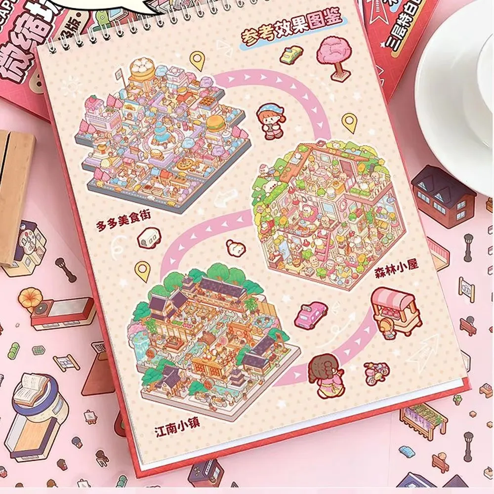 2.0 6 em 1 plus size dos desenhos animados diário de viagem paisagem adesivo coleção 2.5d cena diy brinquedo jogo livro festival presente aniversário para criança