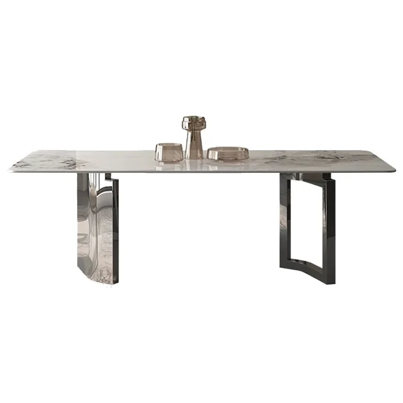 Wabi-Sabi Metal Frame Dinner Table Stain Resistant Multifunctional Upgraded Version Stackable Machine Washable