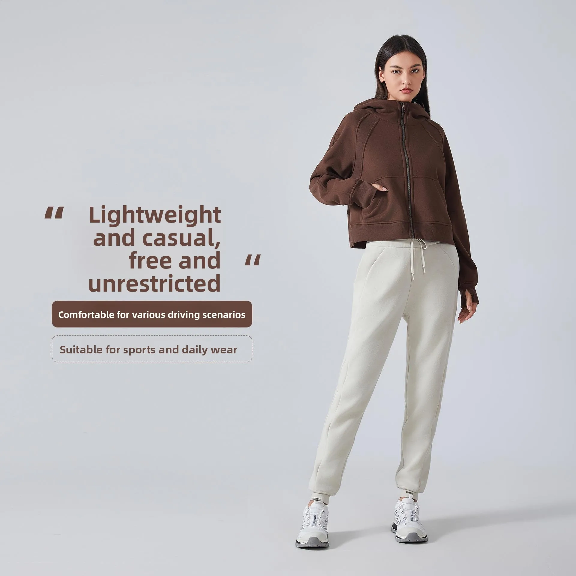 

Casual Loose Women's Yoga Sweater Top Wear Sports Jaet Zipper U-Ne Men's Sportswear Comfortable Breathable Sweatirt