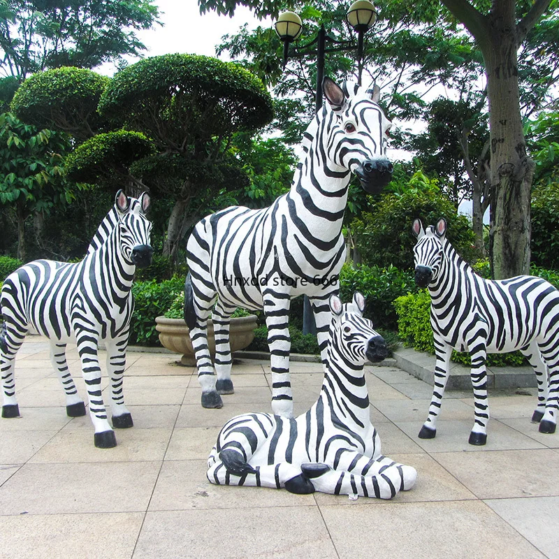 Fiberglass animal simulation zebra ornament garden landscape sculpture