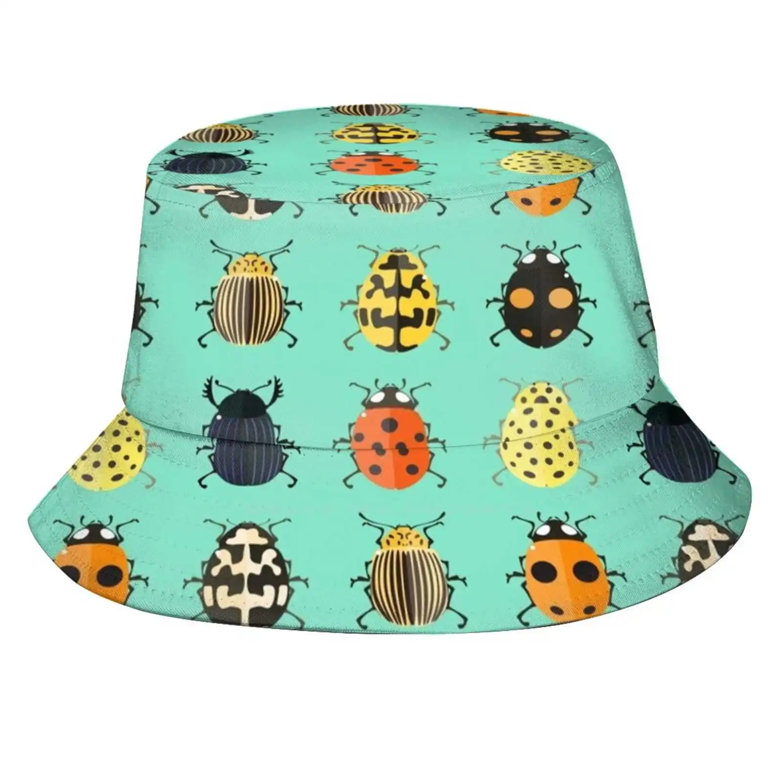 Insects. Unisex Summer Cap Sunscreen Hat Colorado Ladybird Scarab Insect Flat Cite Trendy Cartoon