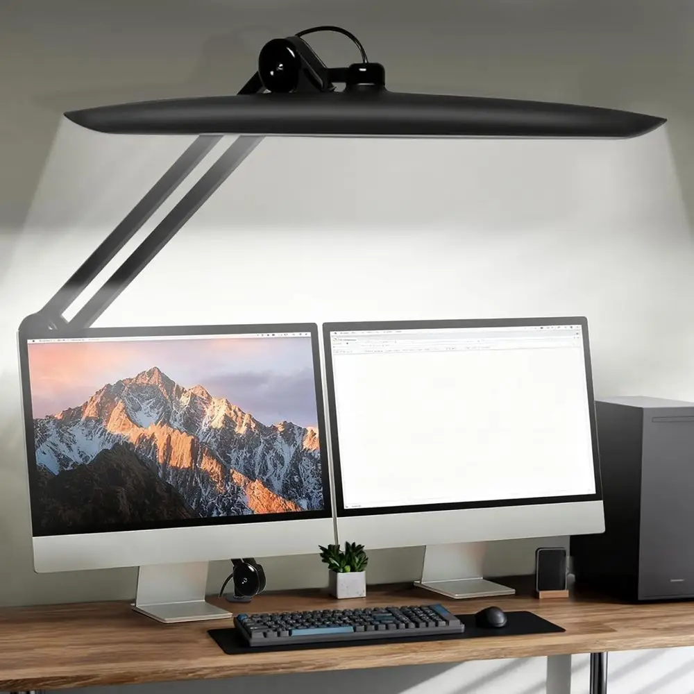24W Adjustable CCT LED Desk Lamp with Clamp, 120 LEDs, Metal Swivel Arm for Daylight or Nail Tech Tasks, Black
