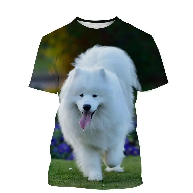 New Samoyed Pet Dog 3D Print T-Shirts Men Women Casual Fashion Streetwear Oversized Short Sleeve T Shirt Kids Tees Tops Clothing