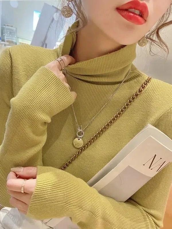 

Casual Knitting Sweater Overhead Top Street Sle Slim Fit Long Sve round Ne Regular Thin Summer Faion Women's Cl...