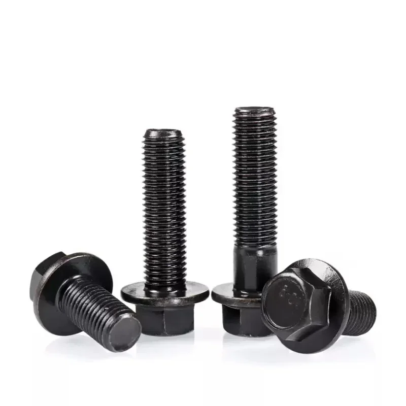 M10 M12 M14 M16 Grade 10.9 Black Carbon Steel Fine Thread Hexagon Head Flange Cap Screw Hex Washer Head Bolts  Pitch 1.25/1.5mm