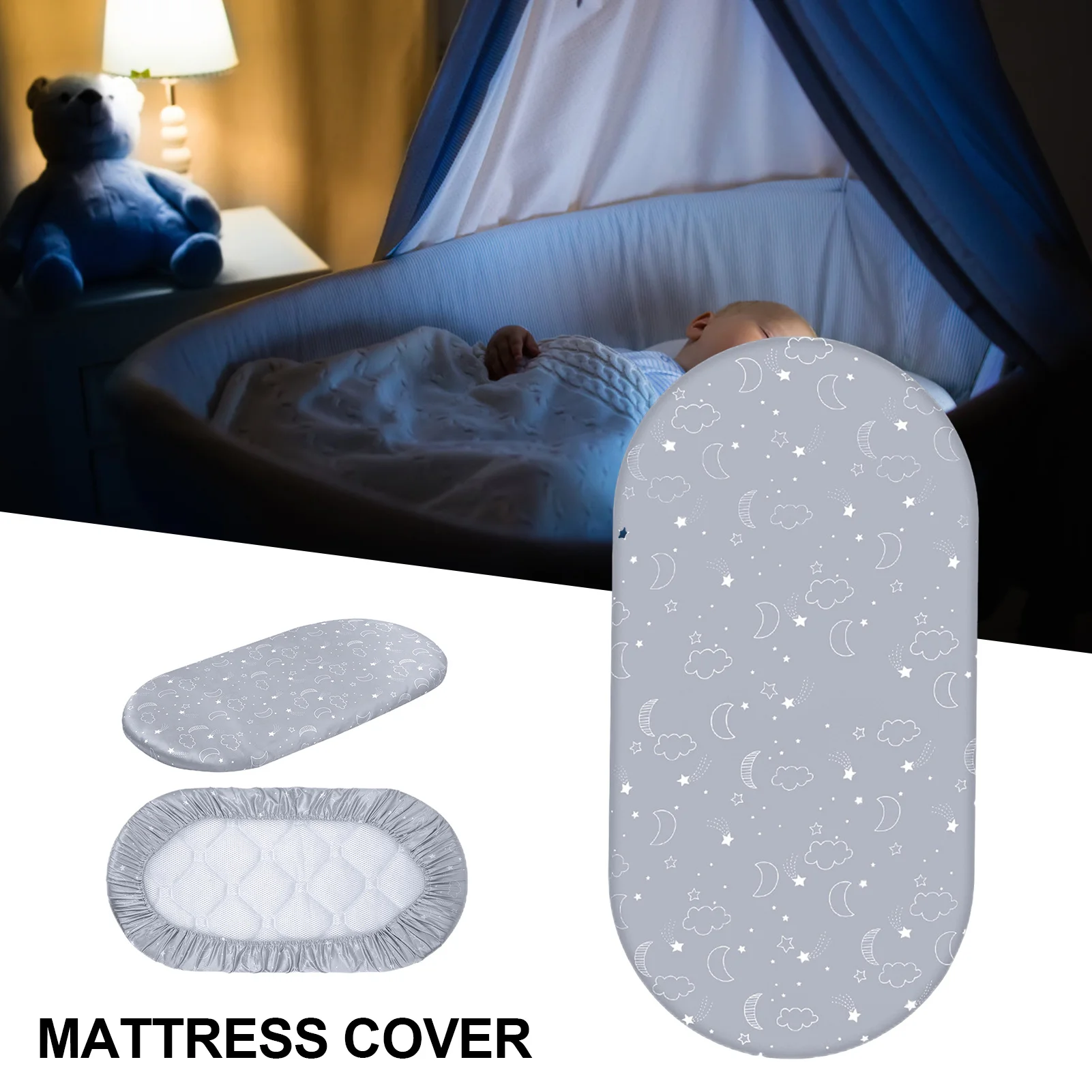 

Universal Bassinet Mattress Sheets Breathable Elastic Design Effortless Installation Sheets Suitable for Standard Most