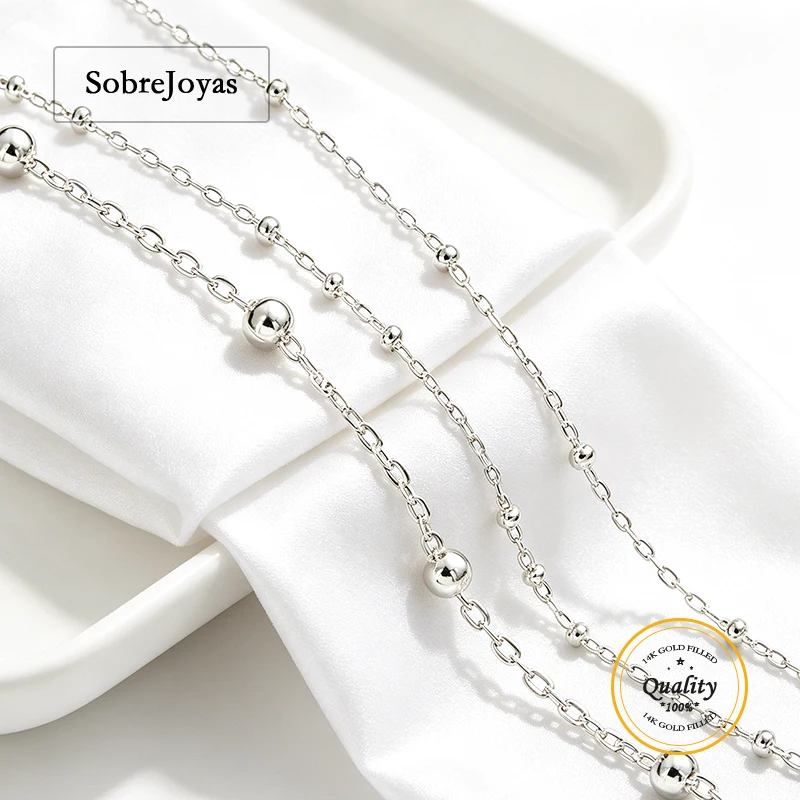 

925 Sterling Silver Chain Necklace with Bead Unfinished Minimalist Silver Jewelry DIY Chain for Crafting