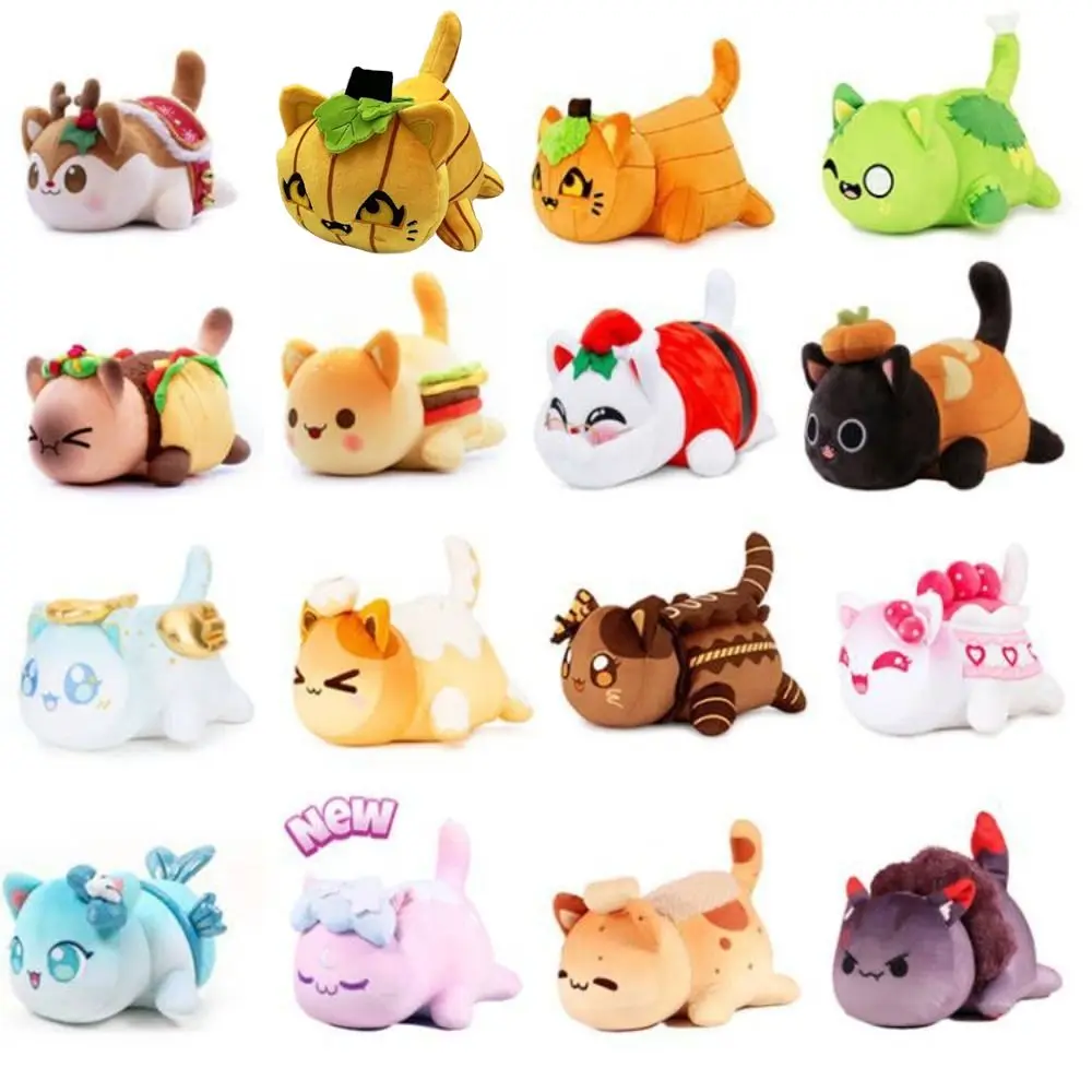 Aphmau Meows Cat Plush Toy Soft Meemeow Stuffed Donut Cat Plushes Kawaii French Fry Cheeseburger Food Plush Doll Christmas Gifts