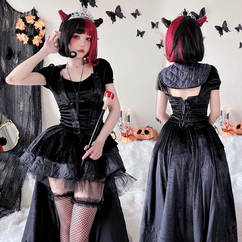Gothic loween Adult Costume Queen Role Play Par k Dr Women's Vest Dr Autumn Faion Ladies' Clothing
