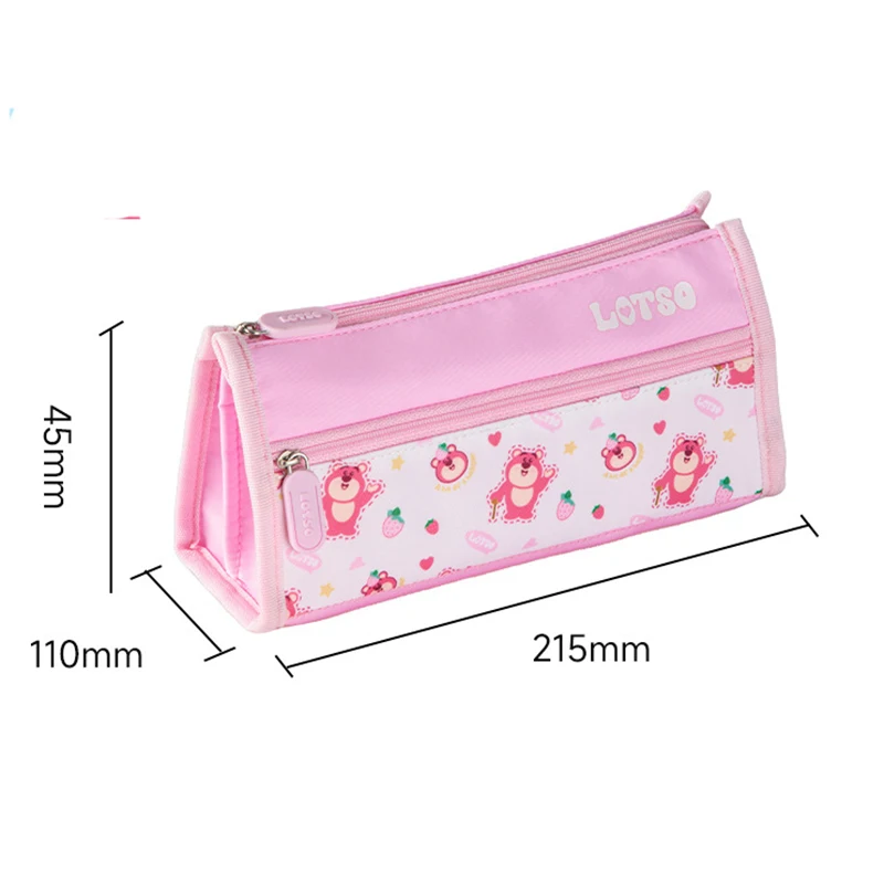 Imagem -05 - Disney-large Capacidade Cartoon Pencil Case Student Pen Box Lápis Bolsa Material Escolar Lápis Bilayer Ponto Lotso Mickey