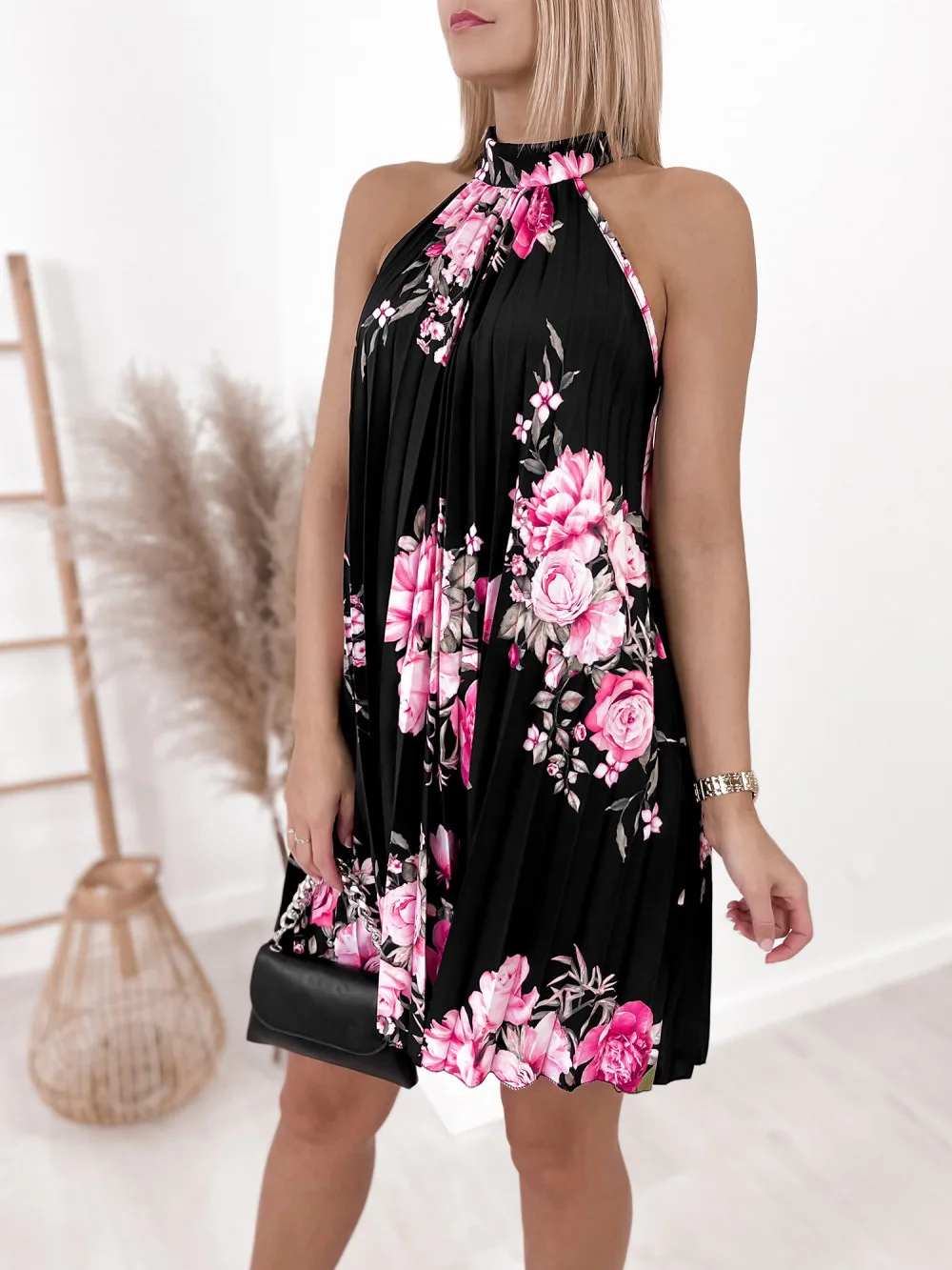 

Sexy Robe Femme Fashion 2025 Summer Print Sleeveless Pleated Casual Off Shoulder Elegant Boho Beach Vestidosn Dresses For Women