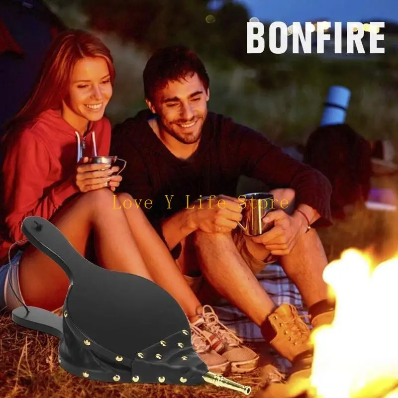 L74C Blower with Hanging Strap Multifunctional Black Fireplace Bellows Indoor for BBQ, Outdoor Camping, Stove