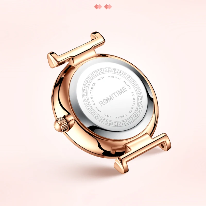 ROMITIME Relógio Feminino Luxo Elegante Tendência Simples À Prova D 'Água Certificação Original Relógio de Pulso de Quartzo de Aço Inoxidável